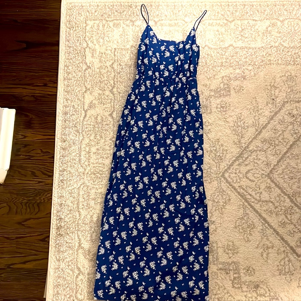 J crew factory blue patterned maxi dress